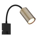 Globo 57911WM fali lámpa Robby 1x25W | GU10 - kapcsoló a lámpatesten, hajlékony kar, fekete, sárgaréz