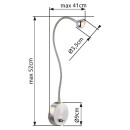 Globo 24109K LED csíptetős lámpa Serpent 1x3W | 180lm | 3000K - mozgatható kar, kapcsoló a lámpán, matt nikkel