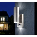Globo 3201-2SL kültéri fali lámpa Style mozgásérzékelővel 2x5W | GU10 LED | 210lm | 3000K - izzókkal, rozsdamentes acél