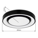 Globo 41368-24 Sully LED mennyezeti lámpa 1x24W | 800lm | 3000-6500K | RGB - szabályozható, távirányítás, szivárvány effektus, éjszakai üzemmód, memória funkció, fekete, opál