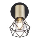 Globo 54802S-1AB fali lámpa Xara I 1x40W | E14 - fekete, sárgaréz
