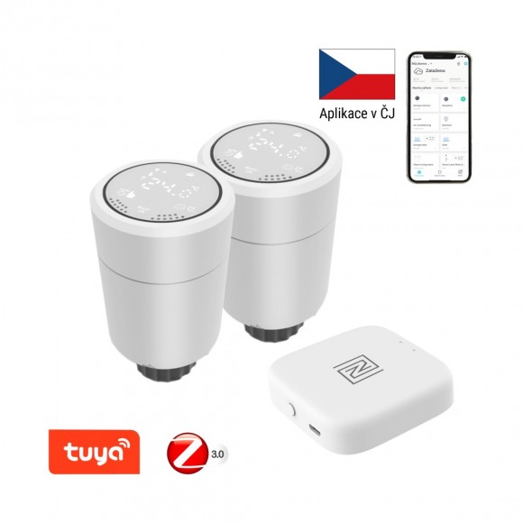 Immax NEO 07732B 2x termosztátfej készlet Smart + Neo Bridge Pro v2 2xAA - ZigBee 3.0, fehér