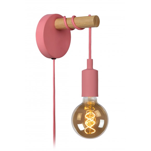 Lucide 08227/01/66 fali lámpa Pola 1x60W | E27 - rózsaszín, fém, állítható hosszúságú