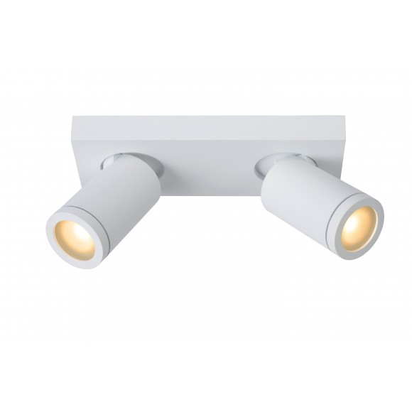 Lucide 09930/10/31 mennyezeti spotlámpa 2x5W | LED GU10 | 2x320lm | 2200K/3000K | IP44 - az izzó a csomag tartalma, fehér, állítható, szabályozható, CCT