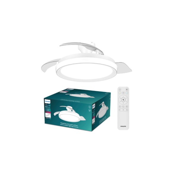 Philips 8721103096029 LED ventilátor világítással Bliss  | 35W integrált LED forrás | 4500lm | 2700-6500K | fényerőszabályzó | távirányítás | fehér