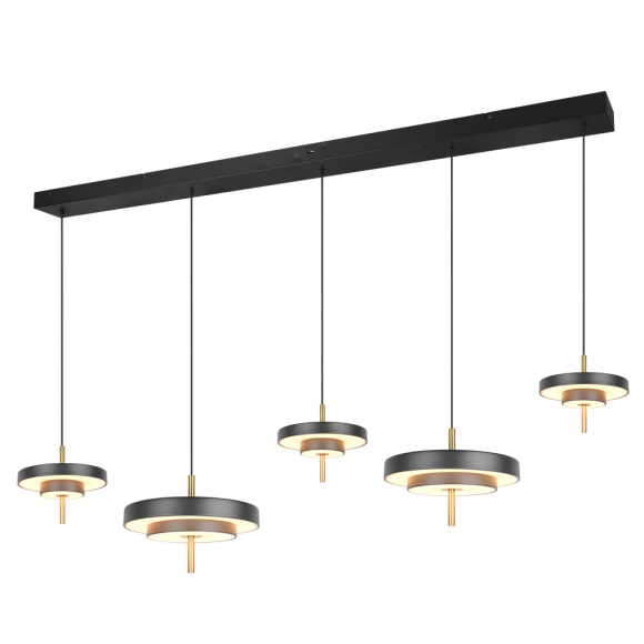 Trio T340210580 LED mennyezeti függőlámpa KEATON  | 50W integrált LED forrás | 1x5900lm | 2300+3000+4000K | a kábelen | Trio - SwitchDimmer | fekete | aranyszínű