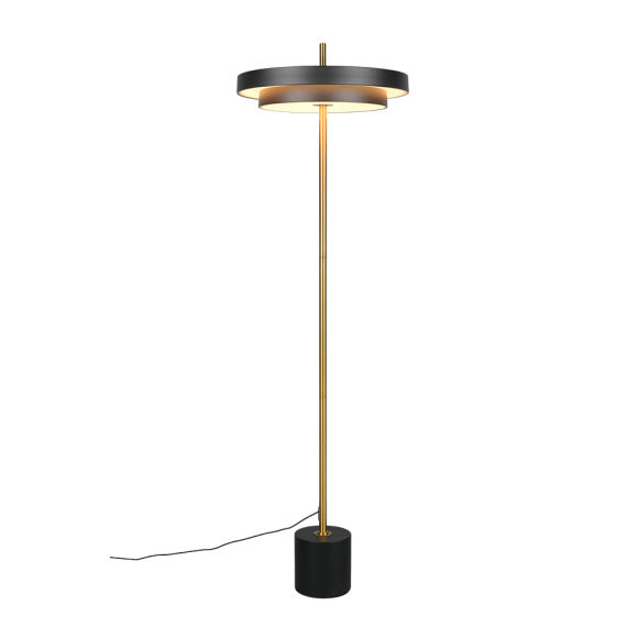 Trio T440210180 LED állólámpa KEATON  | 21W integrált LED forrás | 1x2400lm | 2300+3000+4000K | kapcsolóval | fényerőszabályzó | fekete | aranyszínű