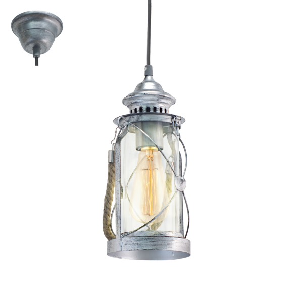 Eglo VINTAGE 49214 Függőlámpa BRADFORD antik ezüstszínű 1X60W