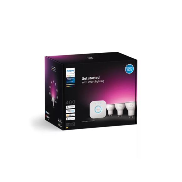 Philips Hue  8720169372177 LED kezdőcsomag | 4W GU10 | 400lm | 2200-6500K | rgb - színes | fényerőszabályzó | fehér