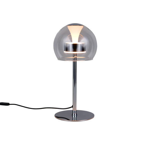 Trio T531610106 LED asztali lámpa FLYNT  | 8W integrált LED forrás | 1x880lm | 2300+3000+4000K | kapcsolóval | fényerőszabályzó | króm | átlátszó