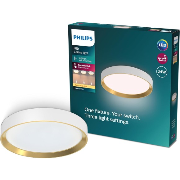 Philips 8720169301375 LED mennyezetre szerelhető lámpa Hanno | 24W integrált LED forrás | 2700lm | 2700K