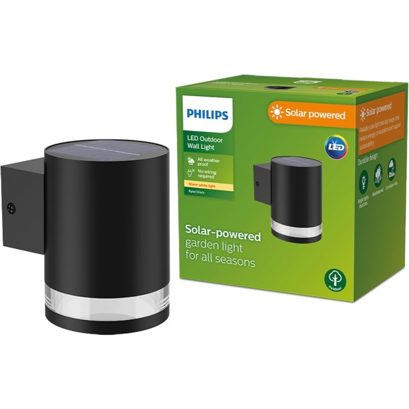 Philips 8720169265547 LED napelemes kültéri fali lámpa Fyce | 1,5W integrált LED forrás | 200lm | 2700K