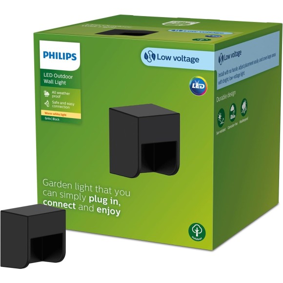 Philips 8720169269255 LED kültéri fali lámpa Grits | 1,5W integrált LED forrás | 2700K