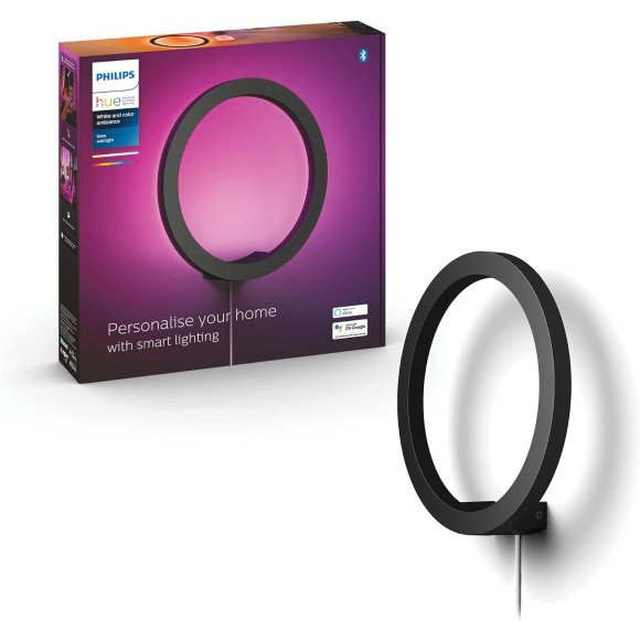 Philips Hue 8719514343382 LED fali lámpa Sana 1x20W | 1200-1400lm | 2000-6500K - White and Color Ambiance, szabályozható, Bluetooth, fekete
