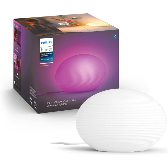 Philips Hue 8719514343481 asztali lámpa Flourish 1x9,5W | E27 | 570-800lm | 2000-6500K - White and Color Ambiance, szabályozható, Bluetooth, fehér