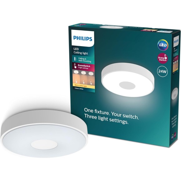 Philips 8720169301252 LED mennyezetre szerelhető lámpa Coiner  | 24W integrált LED forrás | 2700lm | 2700K