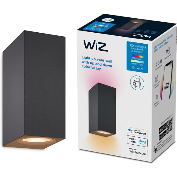 Wiz Colors 8719514554610 fali lámpa 2xGU10 | 2x5W | 345lm | 2200-6500K | RGB - fekete