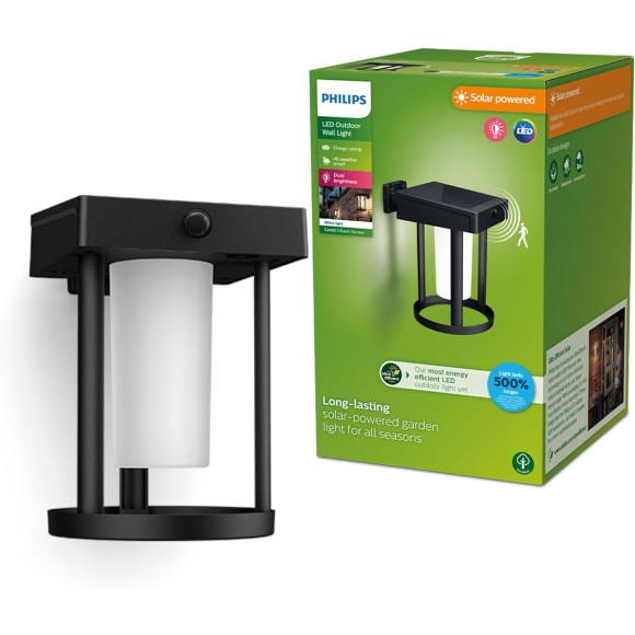 Philips 8720169263895 LED napelemes kültéri fali lámpa Camill | 1,4W integrált LED forrás | 250lm | 3000K