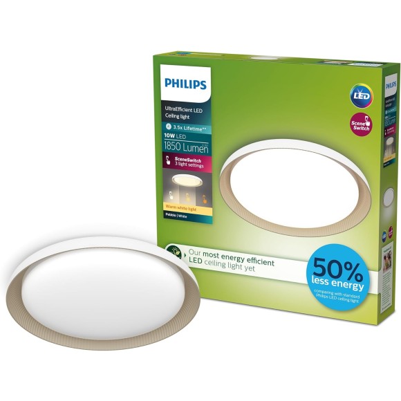 Philips 8720169301054 LED mennyezetre szerelhető lámpa Pebblo | 10W integrált LED forrás | 1850lm | 2700K