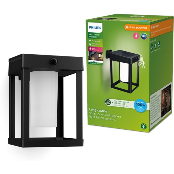 Philips 8720169263871 LED napelemes kültéri fali lámpa Camill | 1,4W integrált LED forrás | 250lm | 3000K