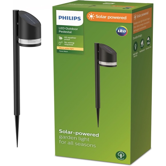 Philips 8720169265608 LED napelemes kültéri lámpa leszúráshoz Fyve | 1,5W integrált LED forrás | 200lm | 2700K