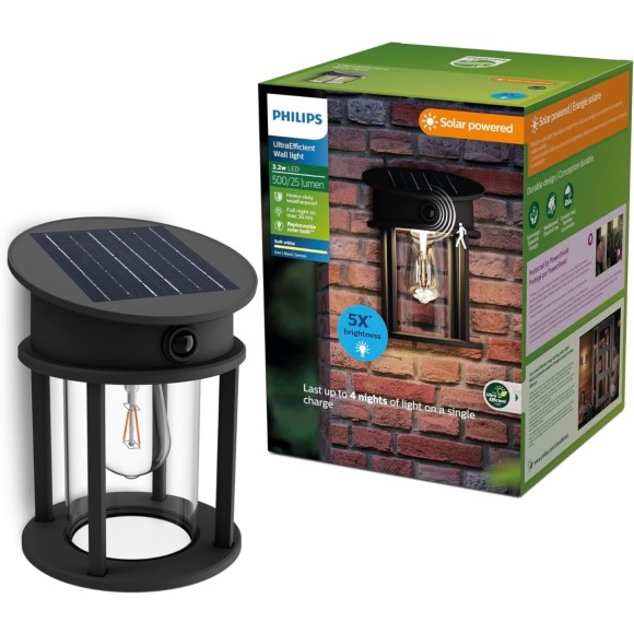 Philips 8720169361928 LED napelemes kültéri fali lámpa Geri  | 3,2W integrált LED forrás | 500lm | 4000K