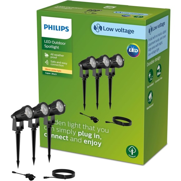 Philips 8720169269392 LED alacsony feszültségű kültéri világítás Caper | 3W integrált LED forrás | 2700K