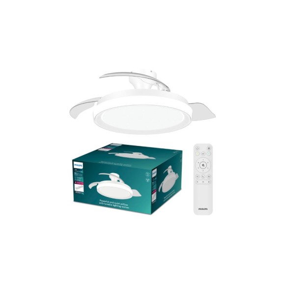 Philips 8721103096104 LED ventilátor világítással Bliss  | 35W integrált LED forrás | 4500lm | 2700-6500K | fényerőszabályzó | távirányítás | fehér