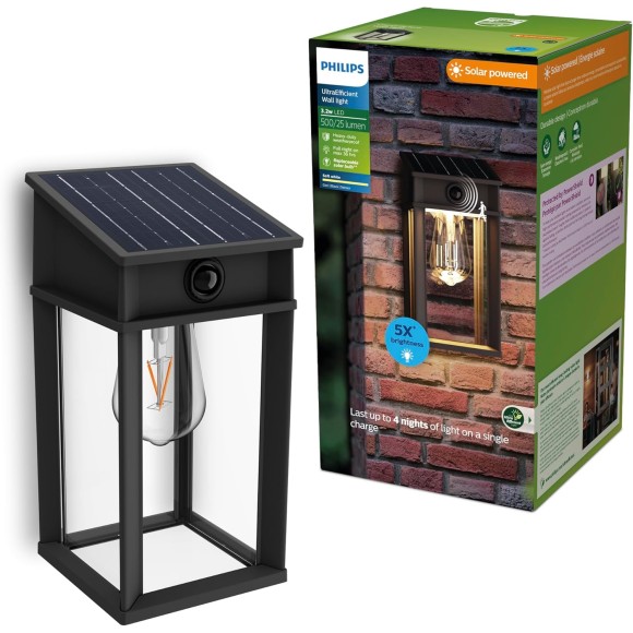 Philips 8720169361829 LED napelemes kültéri fali lámpa Geri  | 3,2W integrált LED forrás | 500lm | 2700K