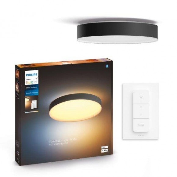 Philips Hue 41161/30/P6 LED mennyezeti lámpa Enrave XL + Hue Switch 1x48W | 6100lm | 2200-6500K - szabályozható, Bluetooth, White Ambiance, fekete