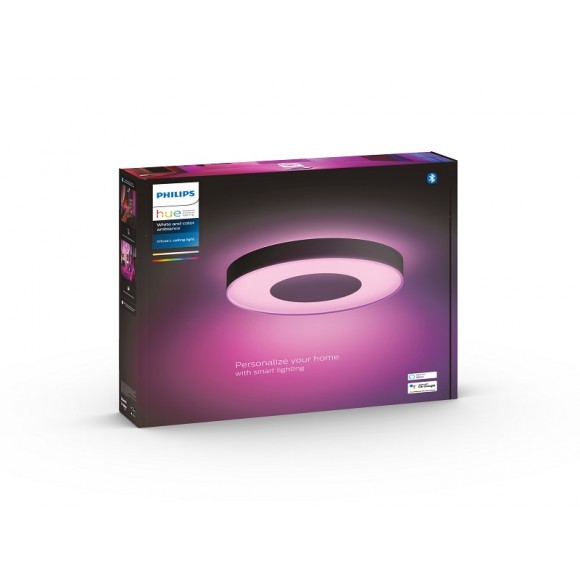 Philips Hue 41164/30/P9 LED mennyezeti lámpa Infuse L 1x52.5W | 3700lm | 2200-6500K | RGB - szabályozható, Bluetooth, White and color Ambiance, fekete