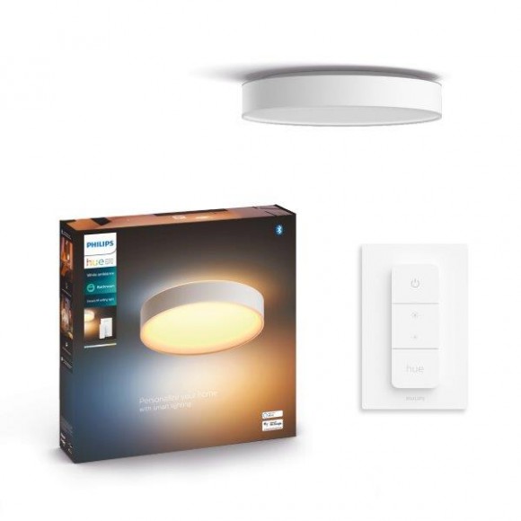 Philips Hue 41165/31/P6 LED fürdőszobai mennyezeti lámpa Devere M 1x19,2W | 2450lm | 2200-6500K | IP44 - White Ambiance, Bluetooth, szabályozható, Hue Switch, fehér