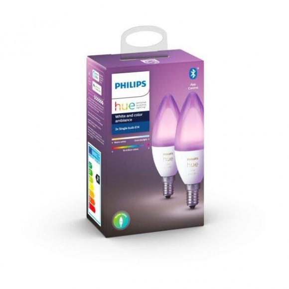 Philips Hue 8718699726331 2x LED izzó 1x5,3W | E14 | 470 lm | 2200 - 6500K - RGB, Bluetooth, White and Color Ambiance