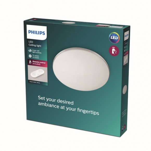 Philips 8718699750619 LED mennyezeti lámpa Toba 1x23W | 2800lm | 2700-6500K - távirányító, EyeComfort, fehér