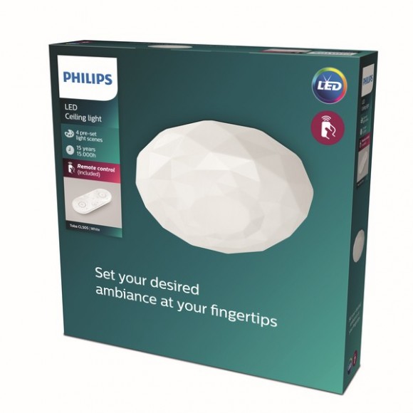 Philips 8718699750633 LED mennyezeti lámpa Toba 1x23W | 2800lm | 2700-6500K - távirányító, EyeComfort, fehér