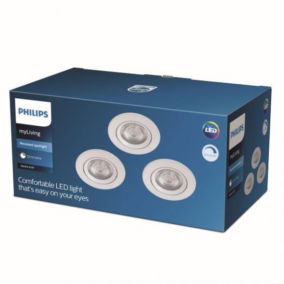 Philips Sparkle SL261 LED süllyesztett spotlámpa 1x5W | 350 lm | 2700K - 3 db-os készlet, szabályozható, EyeComfort védelem, fehér