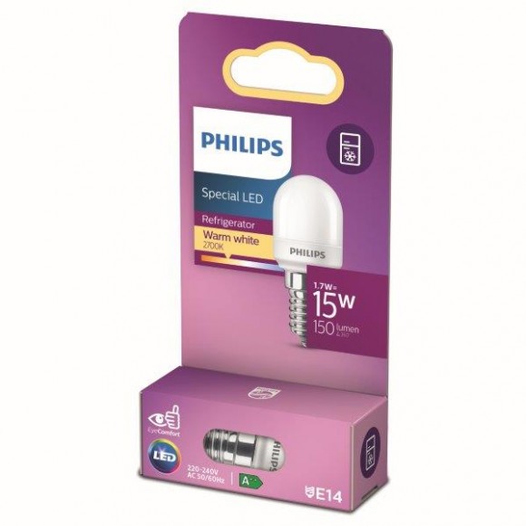 Philips 8718699771959 LED izzó 1x3,2W | E14 | 250 lm | 2700K - melegfehér, matt fehér, hűtőszekrényhez