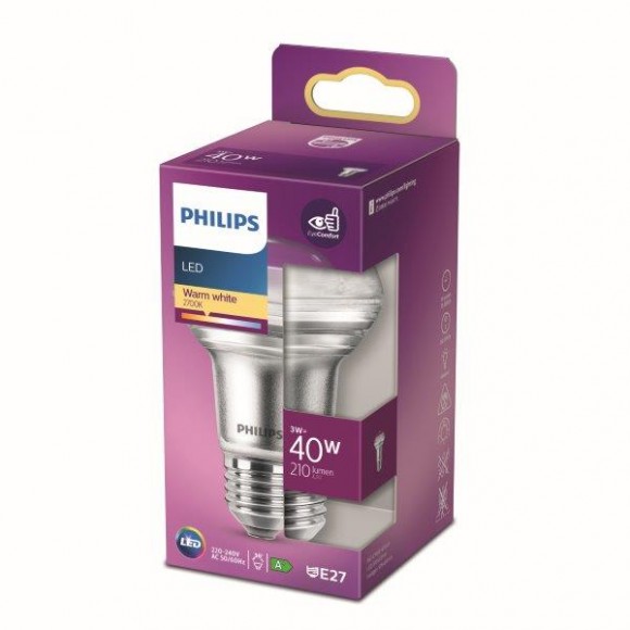 Philips 8718699773830 LED izzó 1x4,5W | E27 | 345lm | 2700K - melegfehér, szabályozható, Eyecomfort