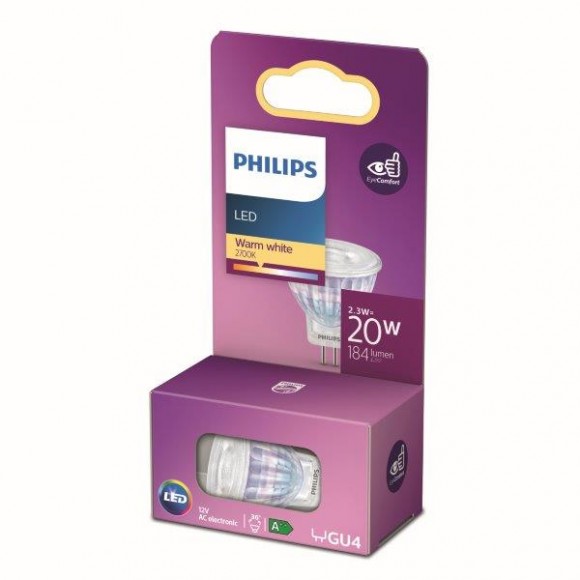 Philips 8718699774073 LED izzó 1x2,3W | GU4 | 184lm | 2700K - melegfehér, spot, Eyecomfort