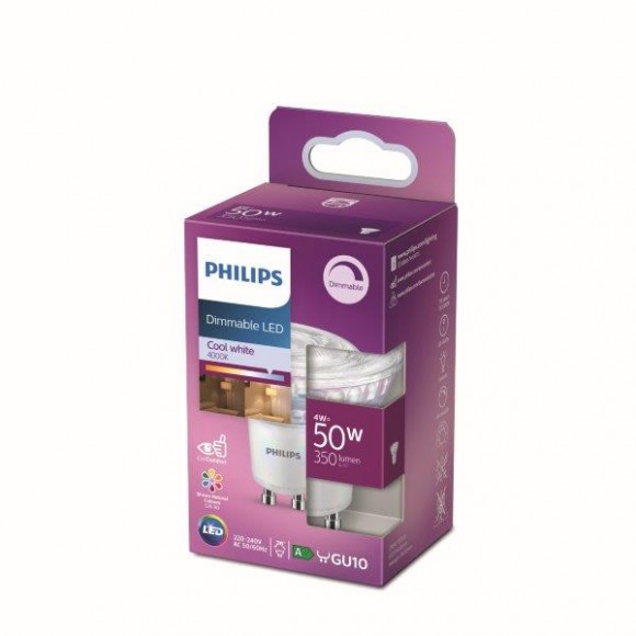 Philips 8718699775995 LED izzó 1x4W | GU10 | 350 lm | 4000K - hidegfehér, spot, Eyecomfort