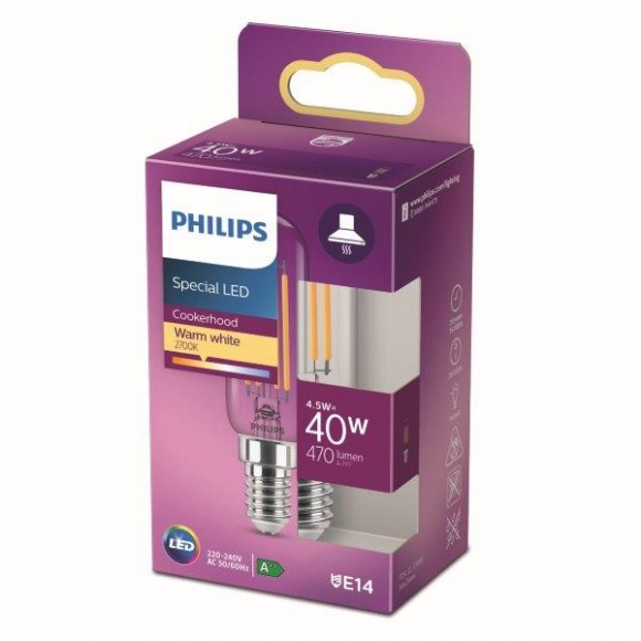 Philips 8718699783358 1x4,5W LED izzó | E14 | 470lm | 2700K - melegfehér, átlátszó, párelszívóhoz