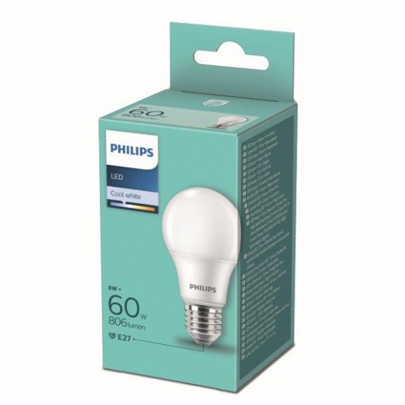 Philips 8719514257580 LED izzó 1x8W-60W | E27 | 806lm | 4000K - fehér