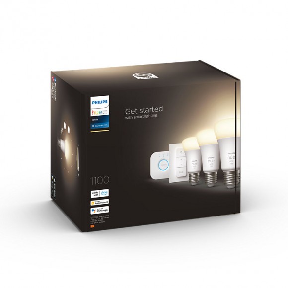 Philips Hue 8719514289130 LED izzókészlet Starter Kit 3x9,5W | E27 | 1100lm | 2700K - White, szabályozható, Bluetooth
