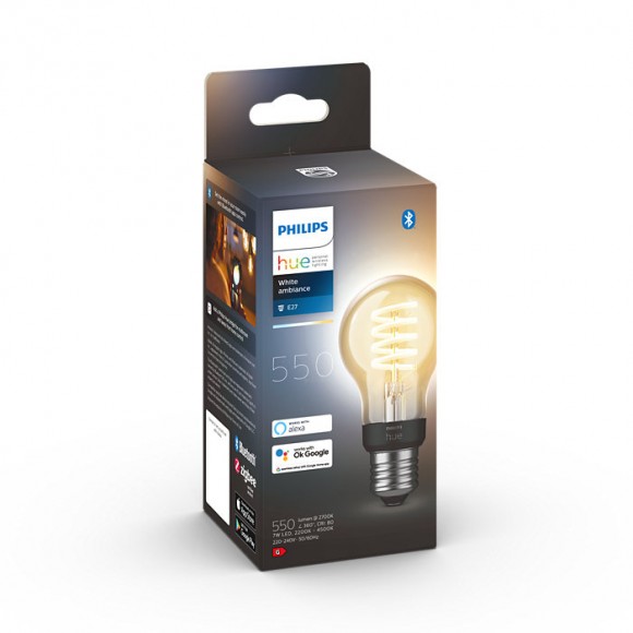 Philips Hue 8719514301429 LED szénszálas izzó A60 1x7W | E27 | 550lm | 2200-4500K - White Ambiance, szabályozható, Bluetooth