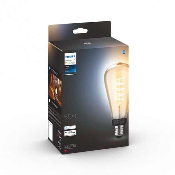 Philips Hue 8719514301504 LED szénszálas izzó  ST72 1x7W | E27 | 550lm | 2200-4500K - White Ambiance, szabályozható, Bluetooth