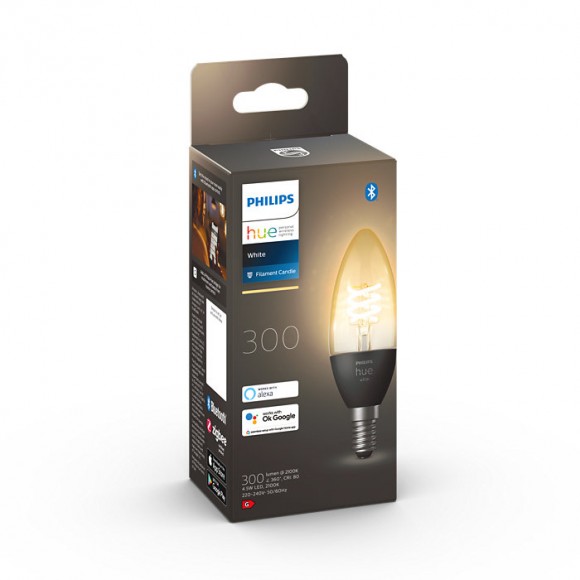 Philips Hue 8719514302235 LED szénszálas izzó 1x4,5W | E14 | 300lm | 2100K - White Ambiance, szabályozható, Bluetooth