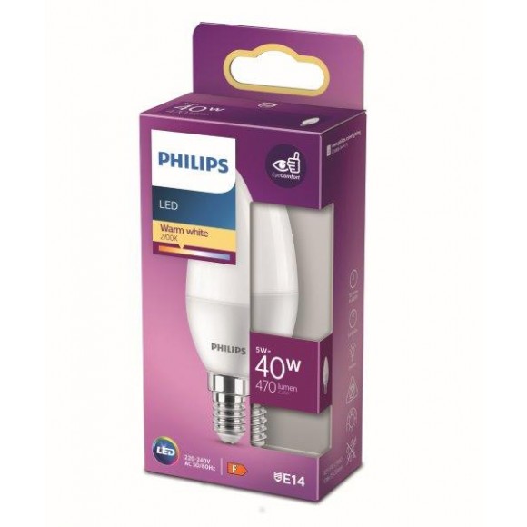 Philips 8719514309364 LED izzó 5W/40W | E14 | 470lm | 2700K | B35