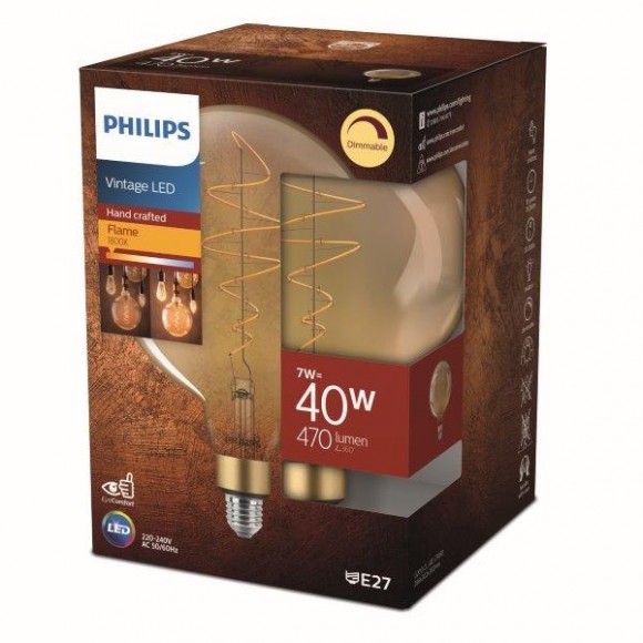 Philips 8719514313781 LED izzó 7W/40W | E27 | 470lm | 1800K | G200 - szabályozható, arany