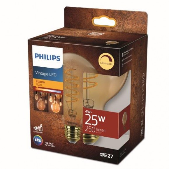 Philips 8719514315471 LED izzó Vintage 4W/25W | E27 | 250lm | 1800K | G93 - szabályozható, arany