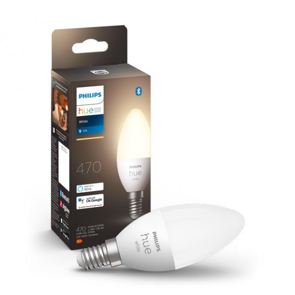 Philips Hue 8719514320666 LED izzó 1x5,5W | E14 | 470lm | 2700K - White, Bluetooth, fehér